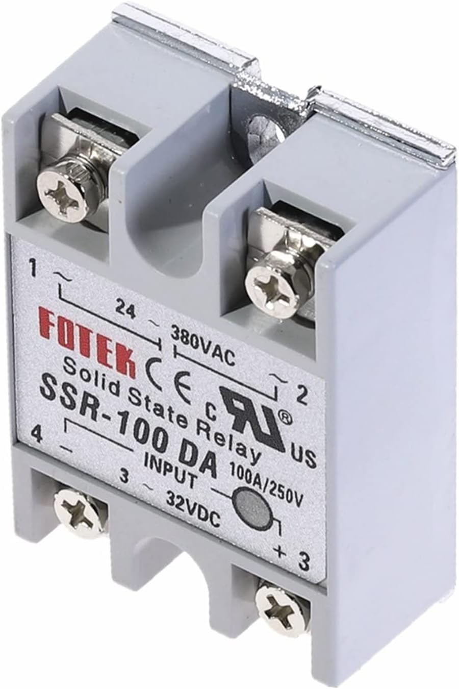 Heschen SSR-100DA Relé De Estado Sólido Monofásico – Entrada 4-32VDC, Salida 24-480VAC, 100A, 50-60Hz – LED Indicador, Certificación CE
