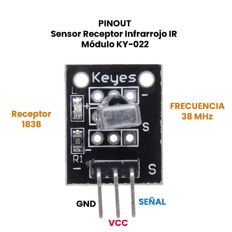 MÓDULO SENSOR RECEPTOR INFRARROJO KY-022 - Electrostore